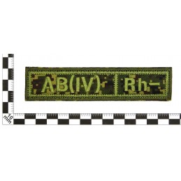 Stripe with the blood type "AB(IV) -", with velcro, Digital Flora, PR300