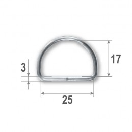 Półkole stalowe (D-ring), oliwkowe, 25mm