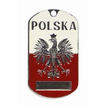 Stalowy nieśmiertelnik "Polska", emaliowany