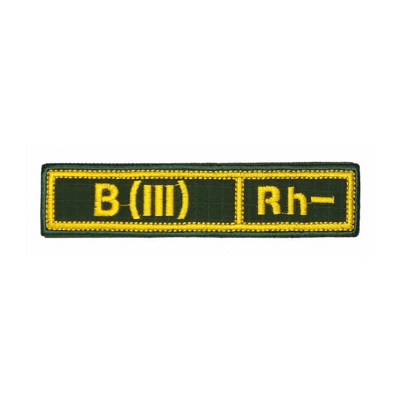 Stripe with the blood type "B(III) Rh-", with velcro, Olive RipStop