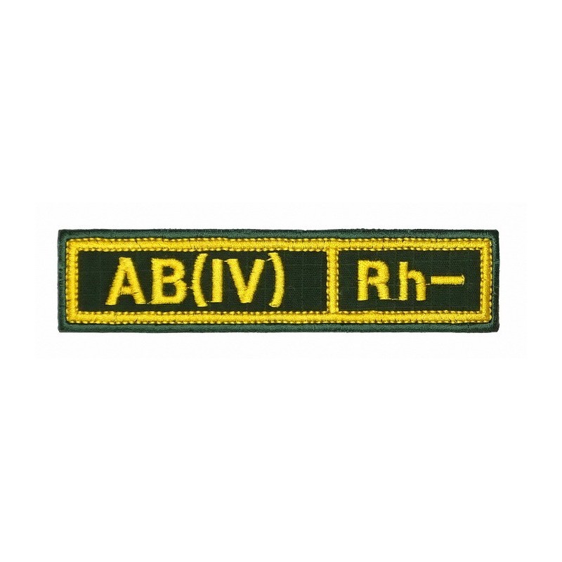 Stripe with the blood type "AB(IV) Rh-", with velcro, Olive RipStop