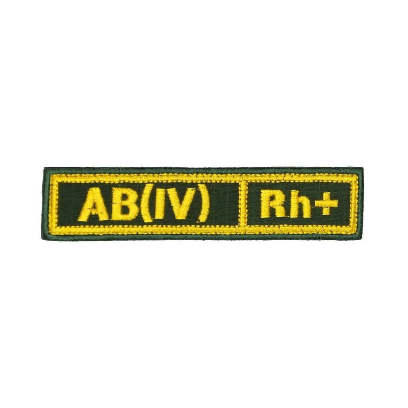 Stripe with the blood type "AB(IV) Rh+", with velcro, Olive RipStop