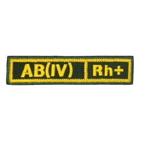 Stripe with the blood type "AB(IV) Rh+", with velcro, Olive RipStop