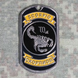 Steel dog-tags Scorpio, enamel