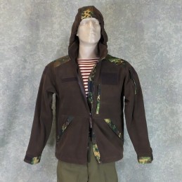 RZ Polar blouse with removable hood, brown with Izlom camouflage