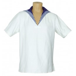 Navy blouse, white, with...