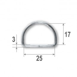 Steel D-ring, olive, 25 mm