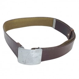 Leather-like belt with gray...