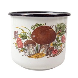 Enamelled mug, white, with...